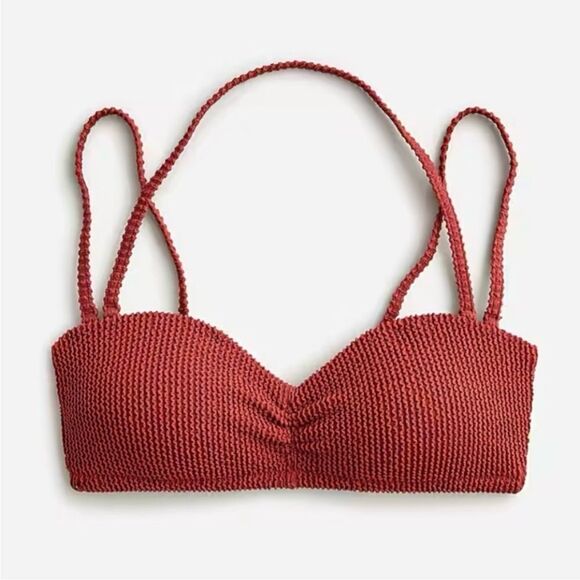 J Crew Chimney Brown Red Textured Convertible Strap Bikini Top Sz 3X NWT - Picture 14 of 16